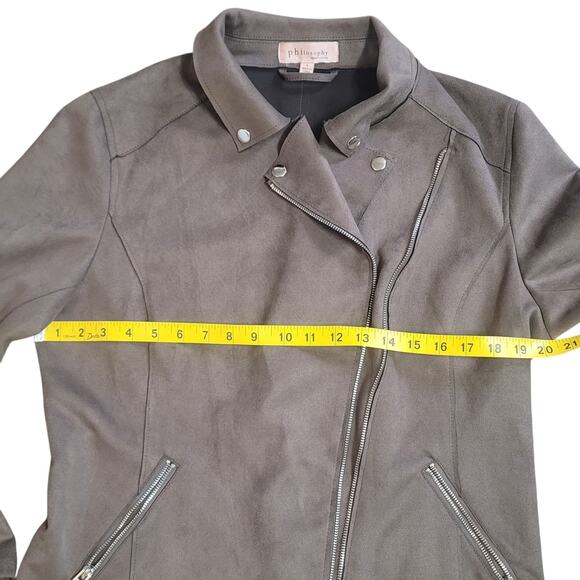 Philosophy Women's Faux Suede Moto Jacket SZ L - Picture 6 of 10